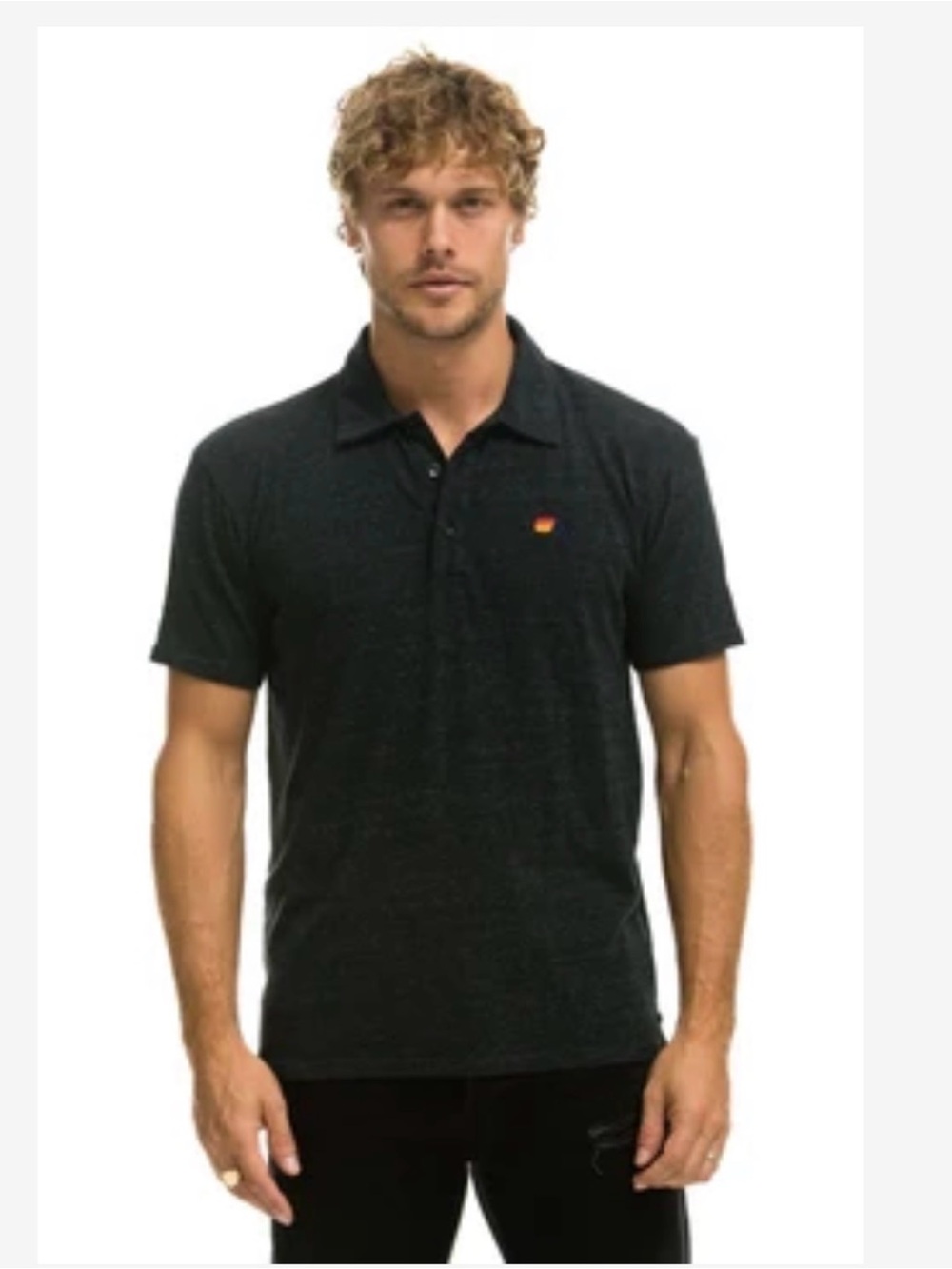 Men's Black Polo Shirt with Subtle Logo